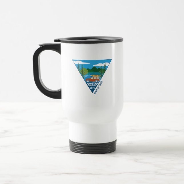 Personalised family Road trip into the mountain Travel Mug (Left)