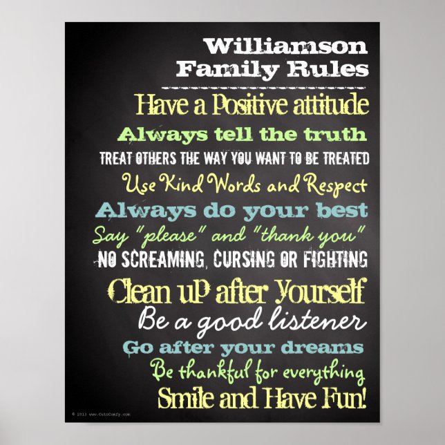 Personalised Family Rules House Sign (Front)