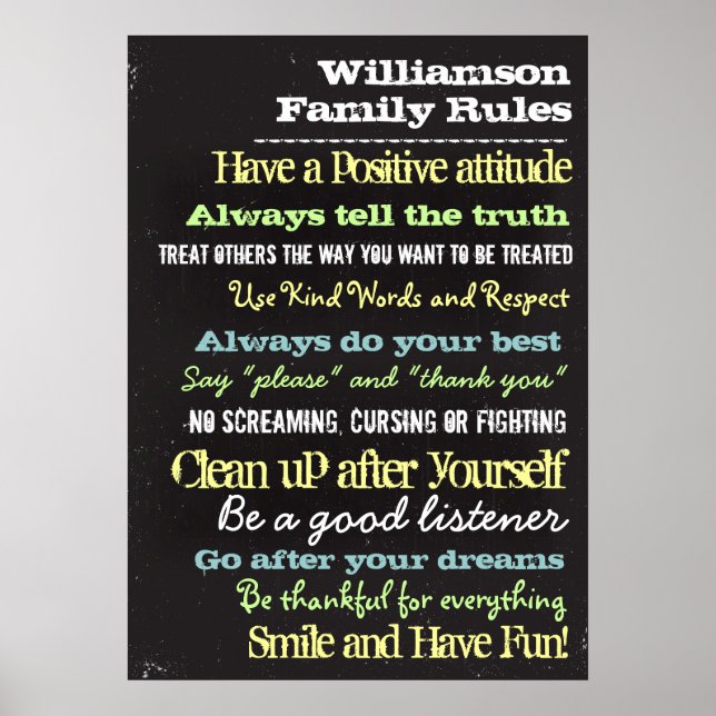 Personalised Family Rules House Sign (Front)