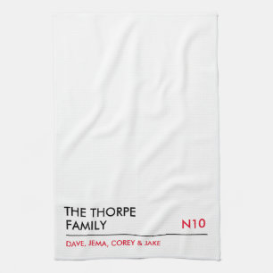 Personalised family tea towel