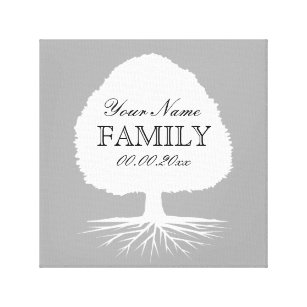 Personalised family tree canvas art illustration