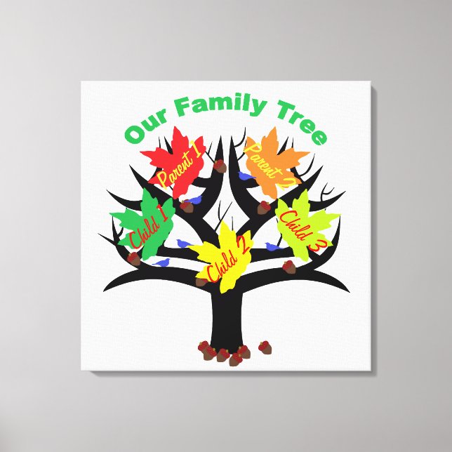 Personalised Family Tree (Family of 5) Canvas (Front)