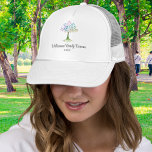 Personalised Family Tree Family Reunion Trucker Hat<br><div class="desc">This unique Family Reunion Trucker Hat is decorated with a watercolor family tree and stylish script typography. 
Easily customisable. 
As we create our artwork you won't find this exact image from other designers.
Original Watercolor © Michele Davies.</div>