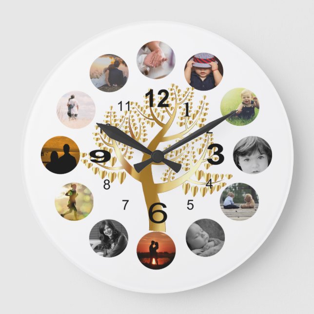 Personalised Family Tree Wall Clock With Photos (Front)