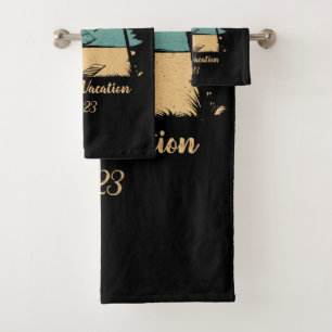 Personalised family vacation bath towel set