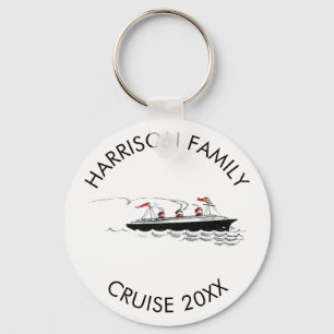 Personalised Family Vacation Cruise   Vintage Ship Key Ring