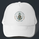 Personalised Family Vacation Nautical Boat Trip Trucker Hat<br><div class="desc">Cute,  modern and personalised nautical theme featuring an anchor,  a boat wheel,  and a rope with modern typography

Add your family name and the year of your voyage or team name to make this a family or team outfit by clicking the "Personalise" button above</div>