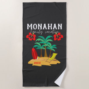 Personalised Family Vacation Tropical Beach Towel