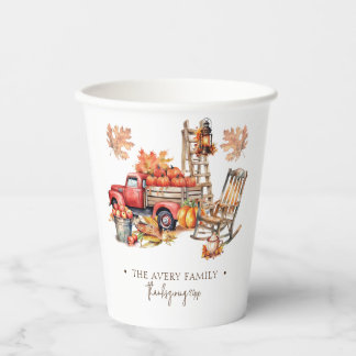 Personalised Family watercolor Thanksgiving Paper Cups