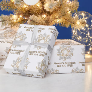Personalised Fancy Merry Christmas Gold Silver Wrapping Paper
