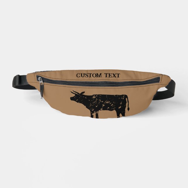 Personalised fanny pack with black cow silhouette (Front)