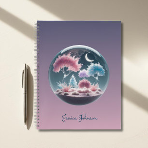 Personalised Fantasy Garden with Sparkling Trees Notebook