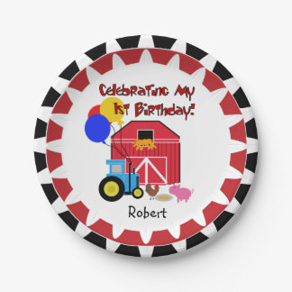 Personalised Farm 1st Birthday Paper Plates