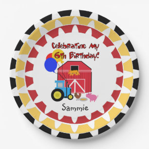 Personalised Farm 6th Birthday Paper Plates