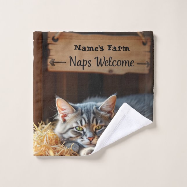 Personalised Farm Cat Towel (Wash Cloth)