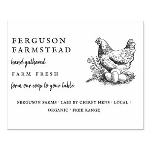 Personalised Farm Fresh Egg Rustic Custom Chicken Rubber Stamp