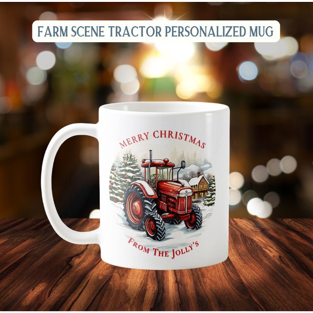 Personalised Farm Tractor Christmas Coffee Mug (Creator Uploaded)