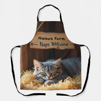 Personalised Farmhouse Barn Cat Apron