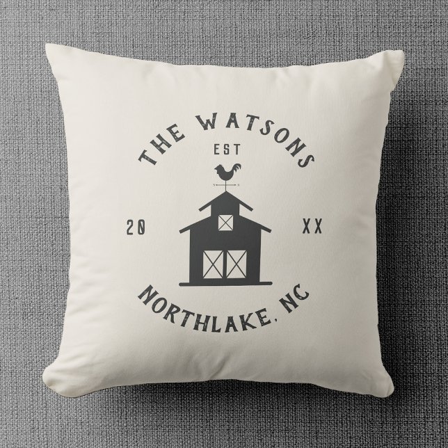 Personalised Farmhouse Barn Family Name Cushion (Creator Uploaded)