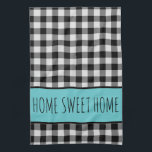 Personalised Farmhouse Black Buffalo Plaid Tea Towel<br><div class="desc">Personalised Farmhouse Black Buffalo Plaid kitchen towel
With a touch of teal,  
Change the wording to your choice, </div>