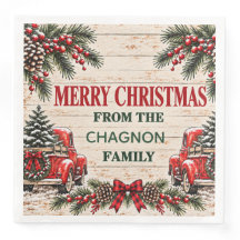 Personalised Farmhouse Christmas Truck Napkin
