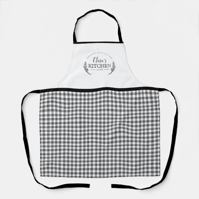 Personalised Farmhouse Country Charm Plaid Apron (Front)