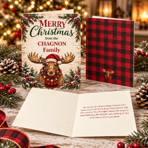 Personalised Farmhouse Moose Christmas Card