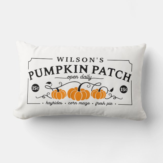 Personalised Farmhouse Pumpkin Patch Lumbar Cushion (Front)