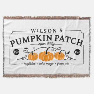 Personalised Farmhouse Pumpkin Patch  Throw Blanket