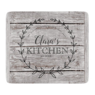 Personalised Farmhouse Rustic Weathered Wood Cutting Board