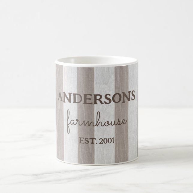 Personalised farmhouse rustic wood coffee mug (Center)