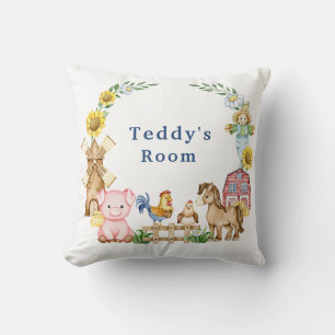 Personalised farmyard animals nursery cushion