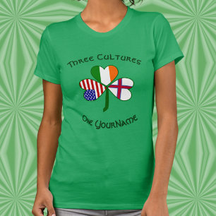 Personalised Faroe Islands Ireland USA Shamrock T-Shirt