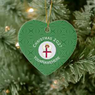 Personalised Faroese Angel Christmas Flag Ceramic Tree Decoration