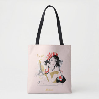 Personalised Fashion Girl Paris Sketch Tote Bag