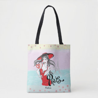 Personalised Fashion Girl Paris Sketch Tote Bag