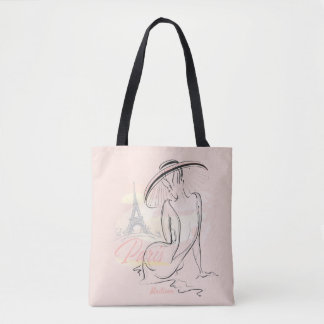 Personalised Fashion Girl Paris Sketch Tote Bag