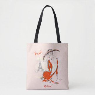 Personalised Fashion Girl Paris Sketch Tote Bag
