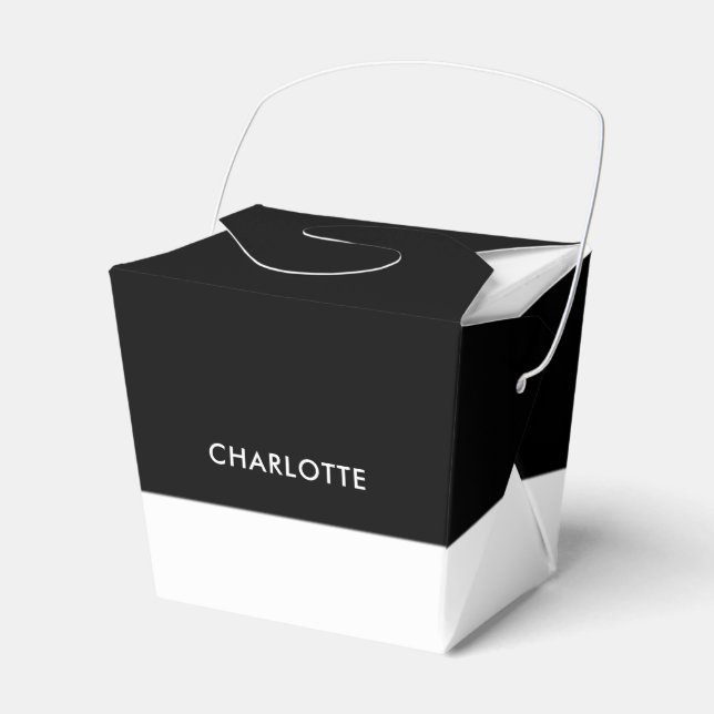 Personalised Fashion Luxury Black and white stripe Favour Box (Front Side)