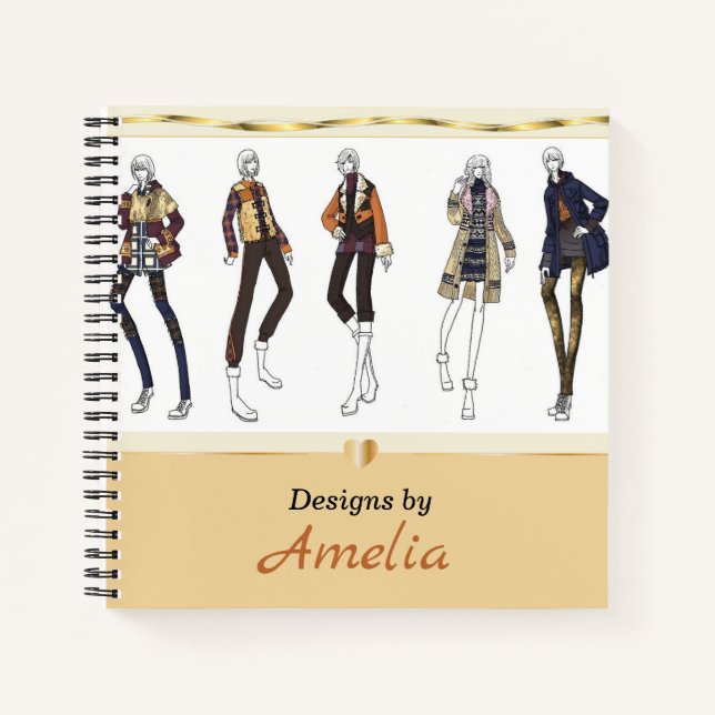 Personalised Fashion Sketchbook Notebook (Front)