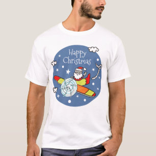 Personalised Father Christmas Santa Claus Airplane T-Shirt