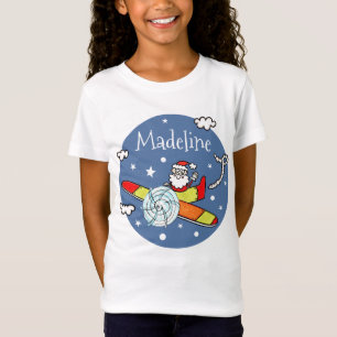 Personalised Father Christmas Santa Claus Airplane T-Shirt