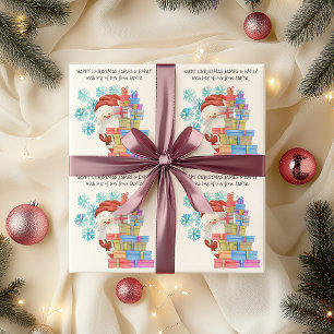 Personalised Father Christmas Snowflakes Kids Gift Wrapping Paper