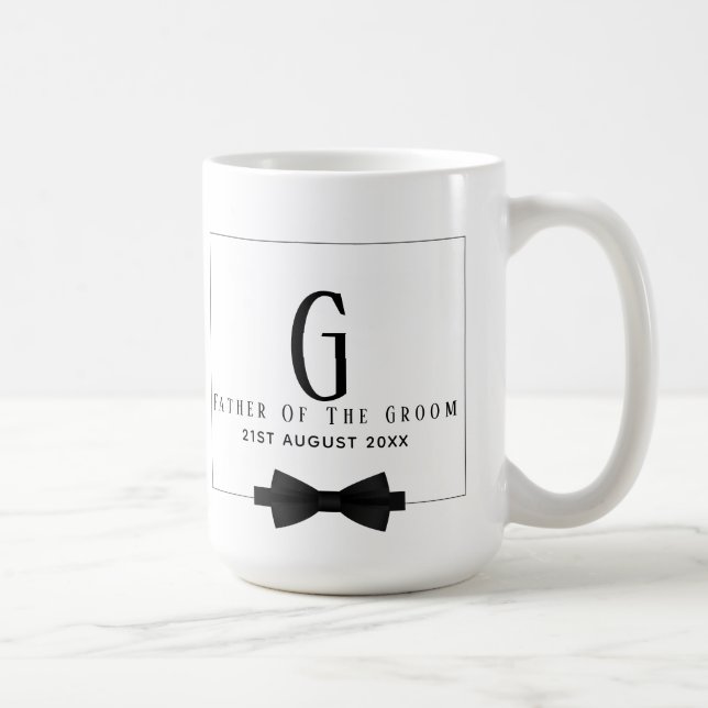 Personalised Father of The Groom Monogram Bow Tie Coffee Mug (Right)