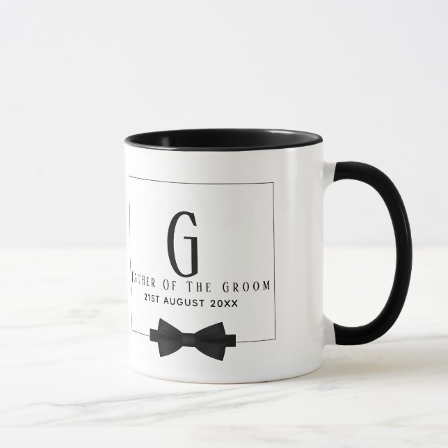 Personalised Father of The Groom Monogram Bow Tie Mug (Right)