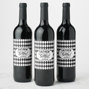 Personalised Father of the Groom Moustache Wine Label