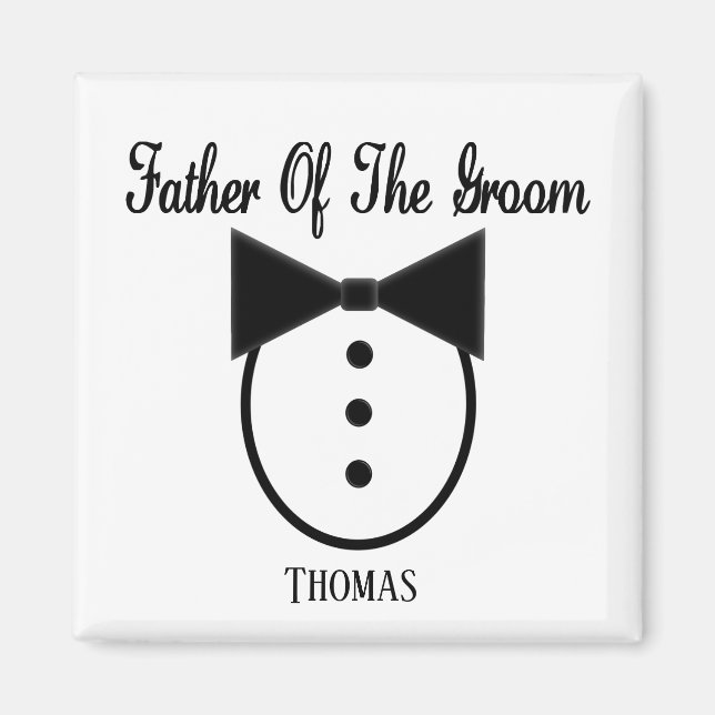 Personalised Father of the Groom Tux and Bow tie Magnet (Front)