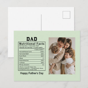 Personalised Father’s Day Dad Nutritional Facts Postcard