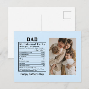 Personalised Father’s Day Dad Nutritional Facts Postcard