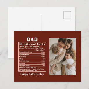 Personalised Father’s Day Dad Nutritional Facts Postcard
